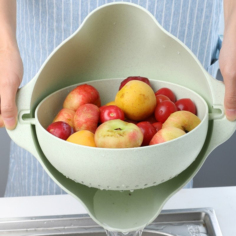 Organizador de lavandería para cocina, cuenco de plástico para frutas y arroz, colador de arroz, cesta de lavado