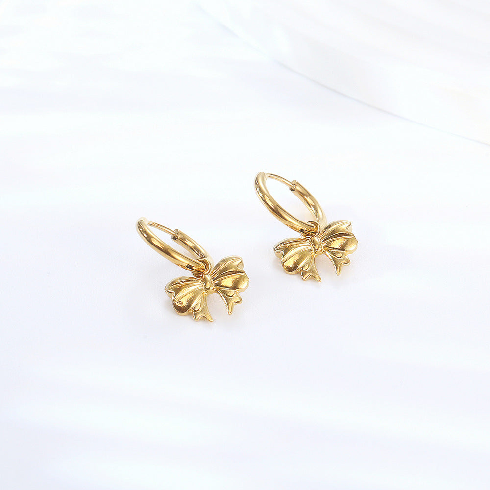 Boucle d'oreille à nœud en acier et titane pour femmes