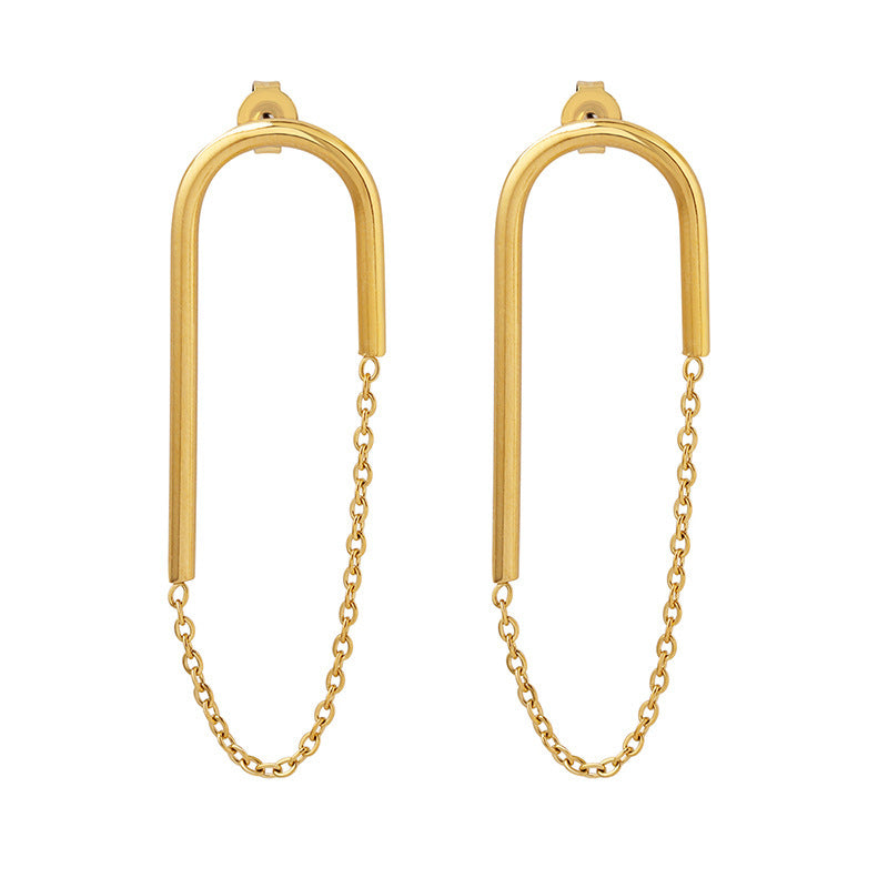 Clous d'oreilles en forme de U avec chaîne de style Ins européen et américain
