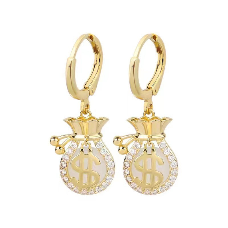 Pendientes de bolso con forma de ojo de gato con diamantes de imitación de moda nacional