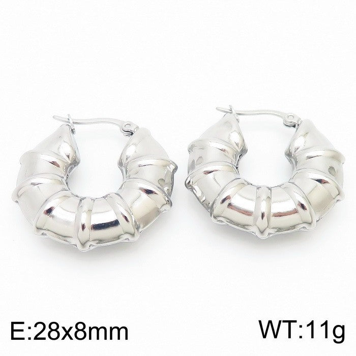 Clip d'oreille brillant en forme de U en acier titane plaqué boucles d'oreilles creuses 18 carats