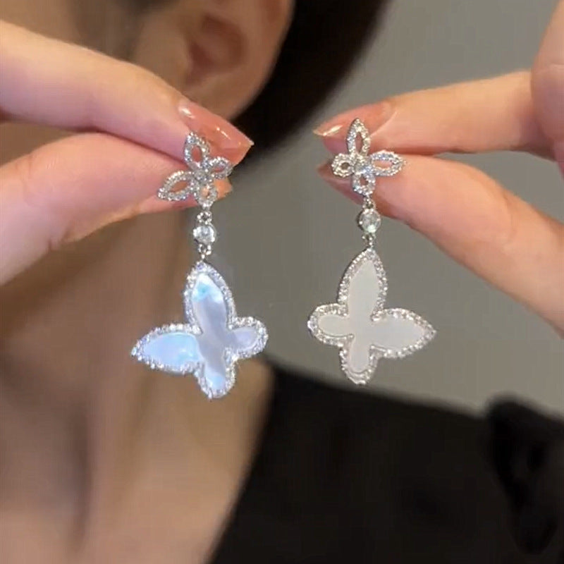 Pendientes De Mariposa Fritillary De Circón Con Micro Incrustaciones Pendientes De Plata S925