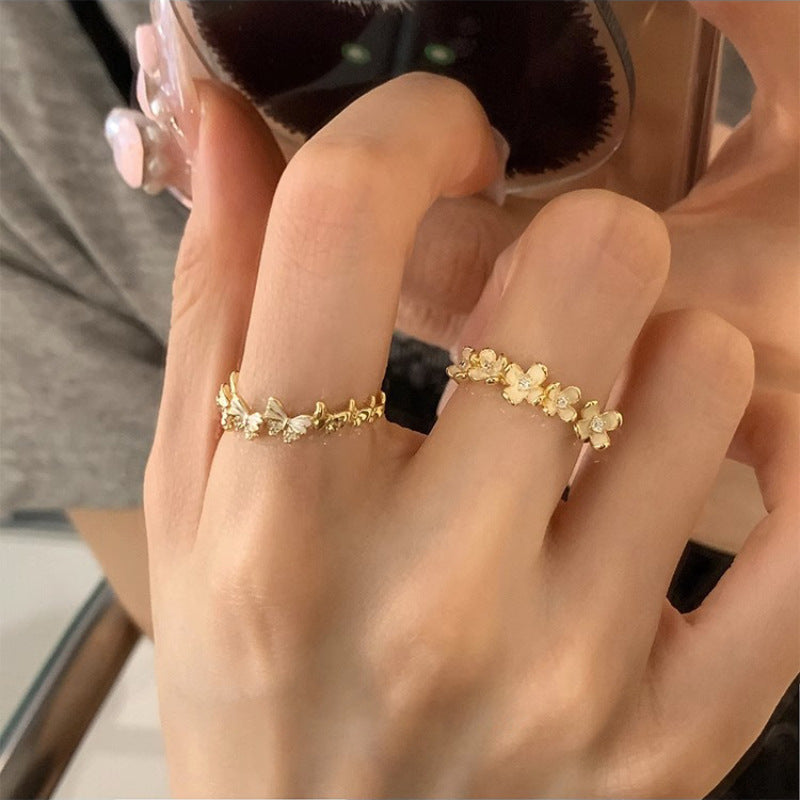 Butterfly Flower Ring Fashion All-matching