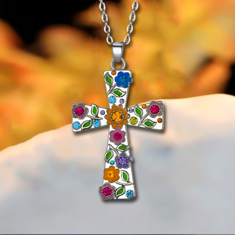 Cross Flower Necklace Pendant Female Fashion