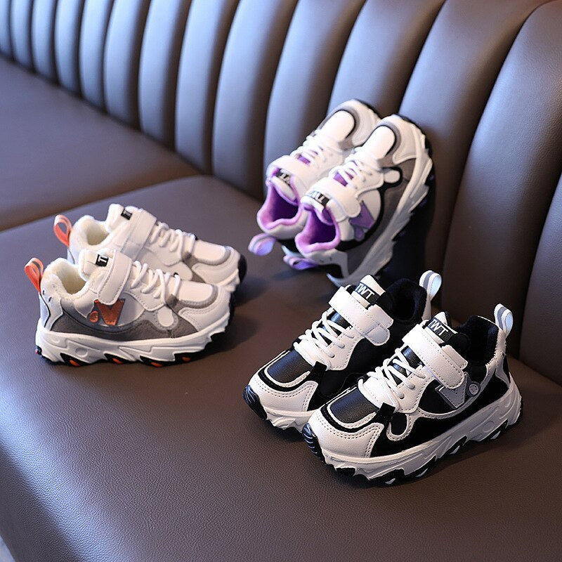 Chaussures décontractées en velours pour enfants, chaussures chaudes à la mode pour garçons, nouvelle collection automne et hiver