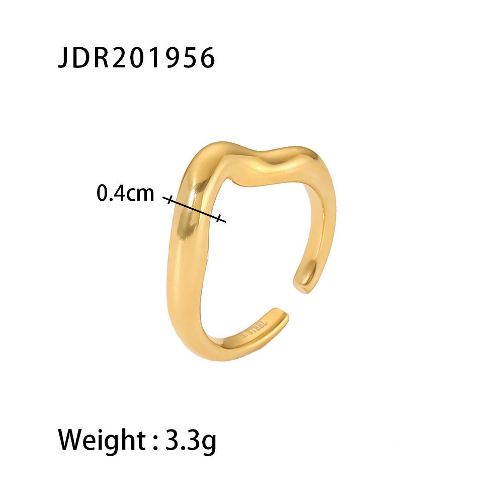 Non-irregular Geometric Line Ring Female Ins