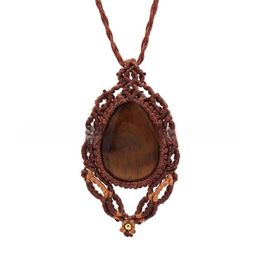 Natural Green Aventurine Water Drop Hand-woven Adjustable Pendant Necklace