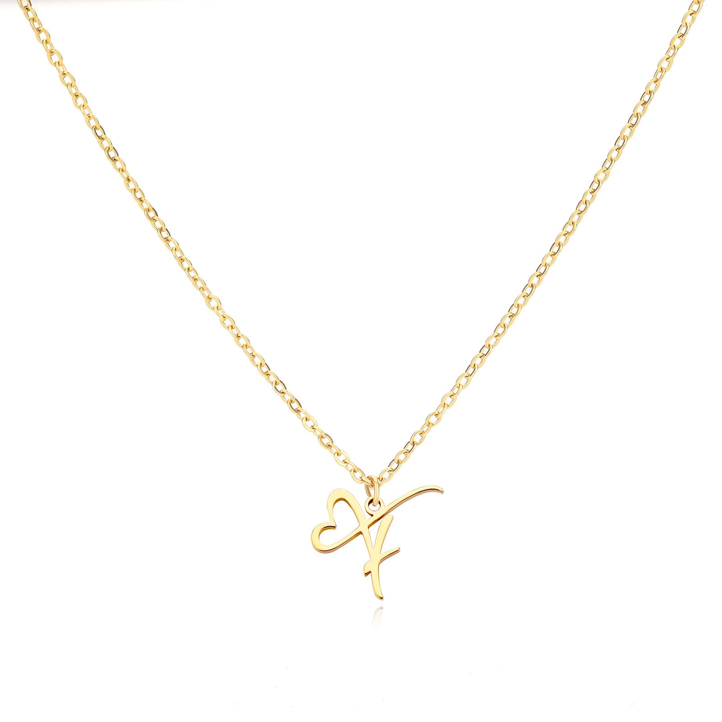 Collier créatif en acier inoxydable avec pendentif lettre cœur Simple pour femmes