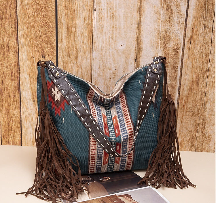 Sac rétro en coton et lin pour femmes, Portable