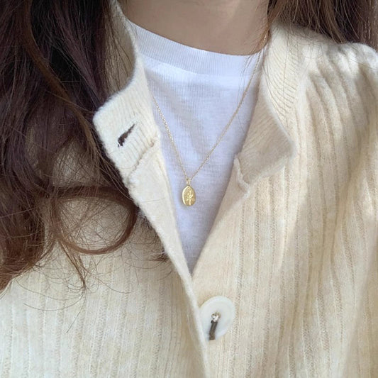 S925 Sterling Silver Embossed Little Prince Oval And Rose Flower O-shaped Chain