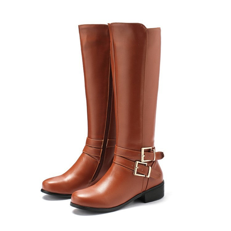 Bottes hautes à talons épais épais pour femmes