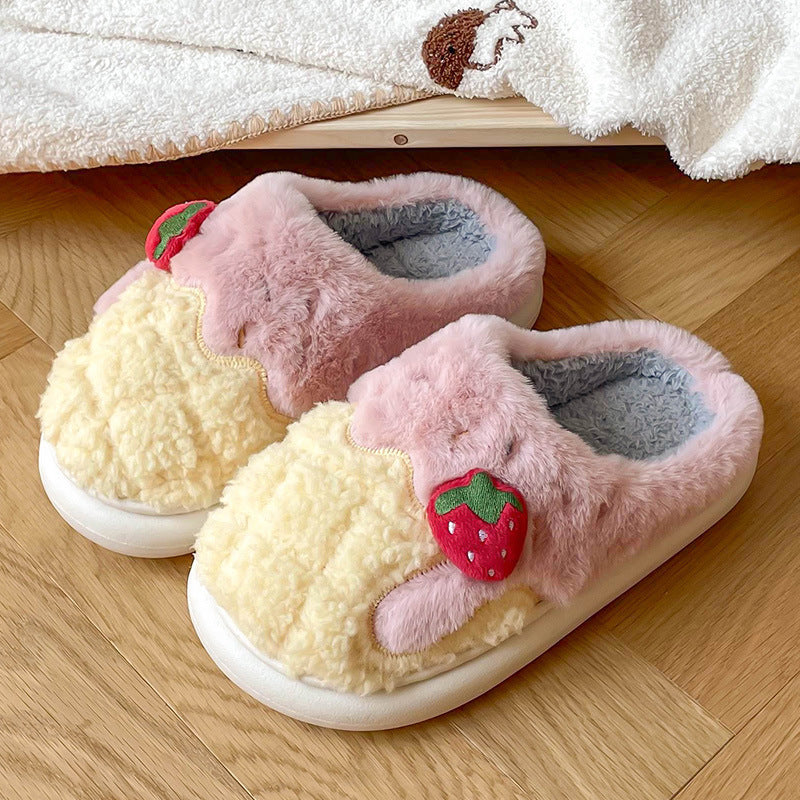 Pantoufles d'hiver en coton antidérapantes pour femmes, pantoufles d'intérieur en peluche pour la maison