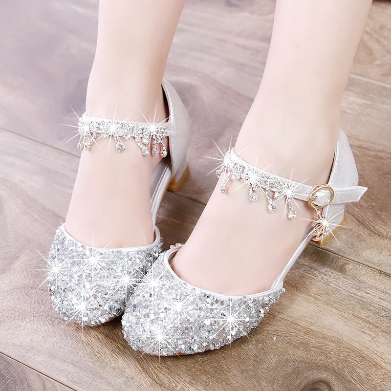 Zapatos de cristal para niña Zapatos de vestir Tacones altos para niños
