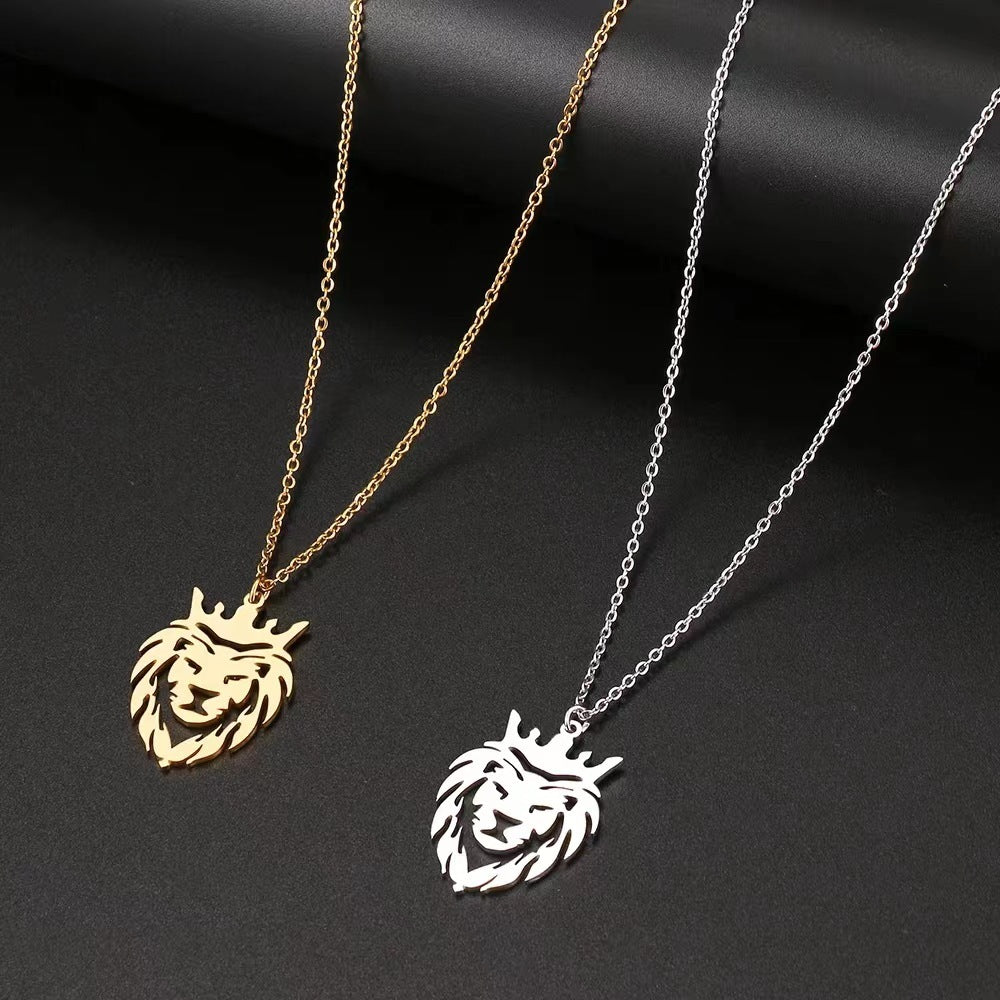 Collier LION creux, chaîne de personnalité en acier titane
