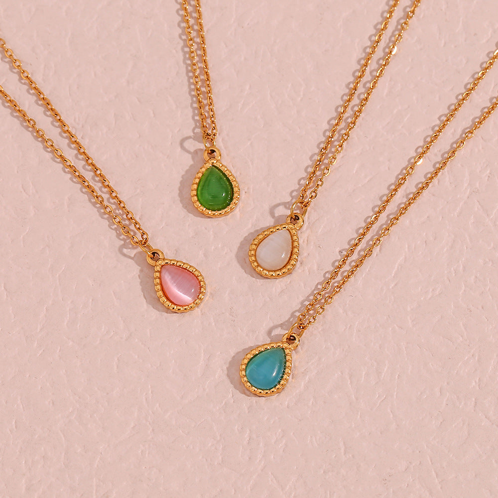 Collier avec pendentif compte-gouttes en acier inoxydable pour femme