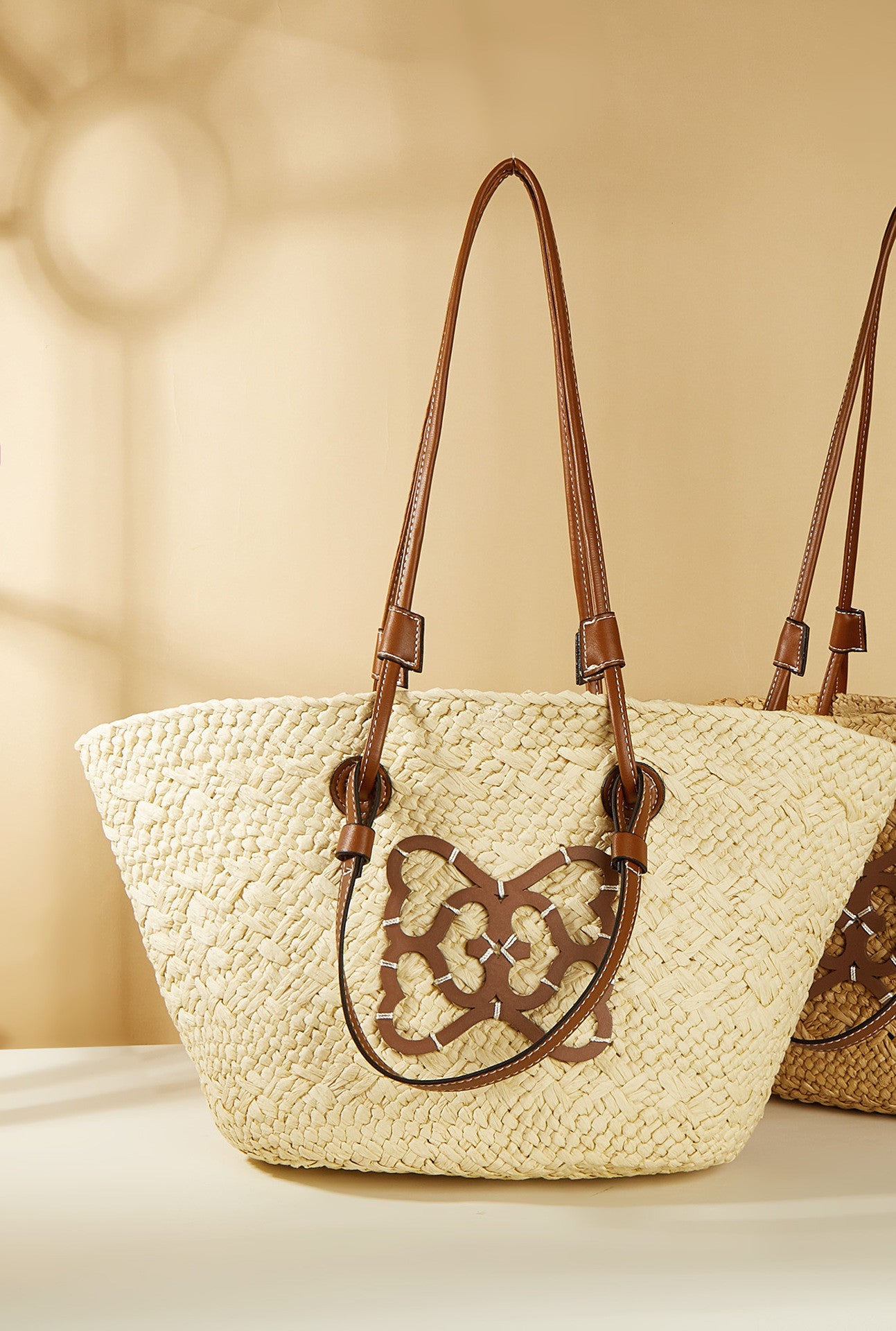 Bolsa de paja tejida tipo momia de gran capacidad