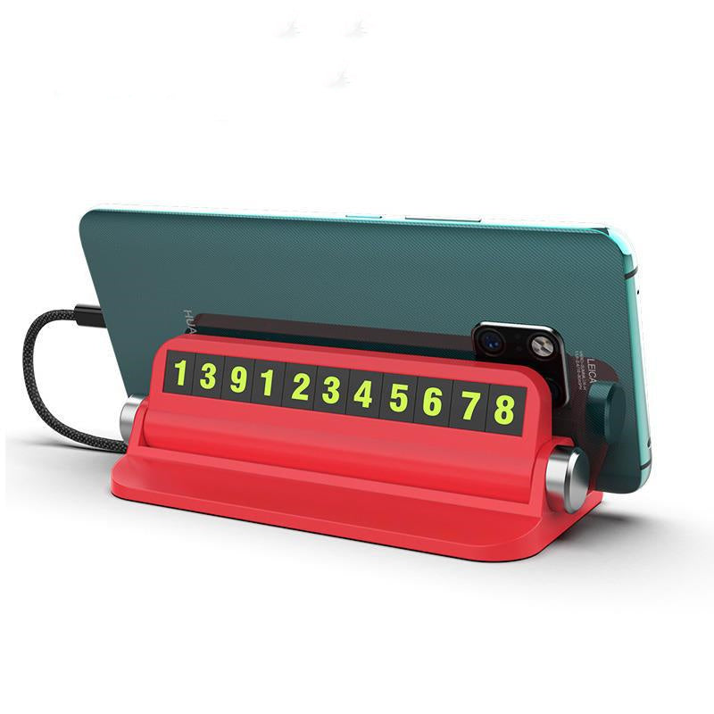 Tarjeta luminosa para estacionamiento temporal de coche, pegatina para coche, ambientador, placa de tarjetas de número de teléfono, accesorios universales para coche