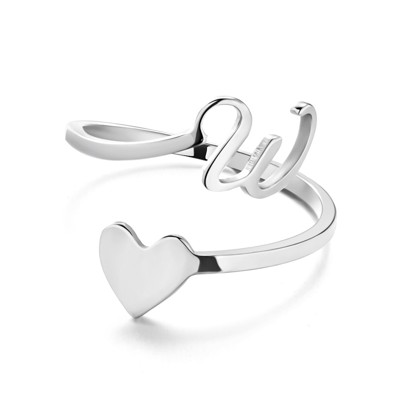 Simple Letter Three-dimensional Loving Heart With Opening Adjustable Ring