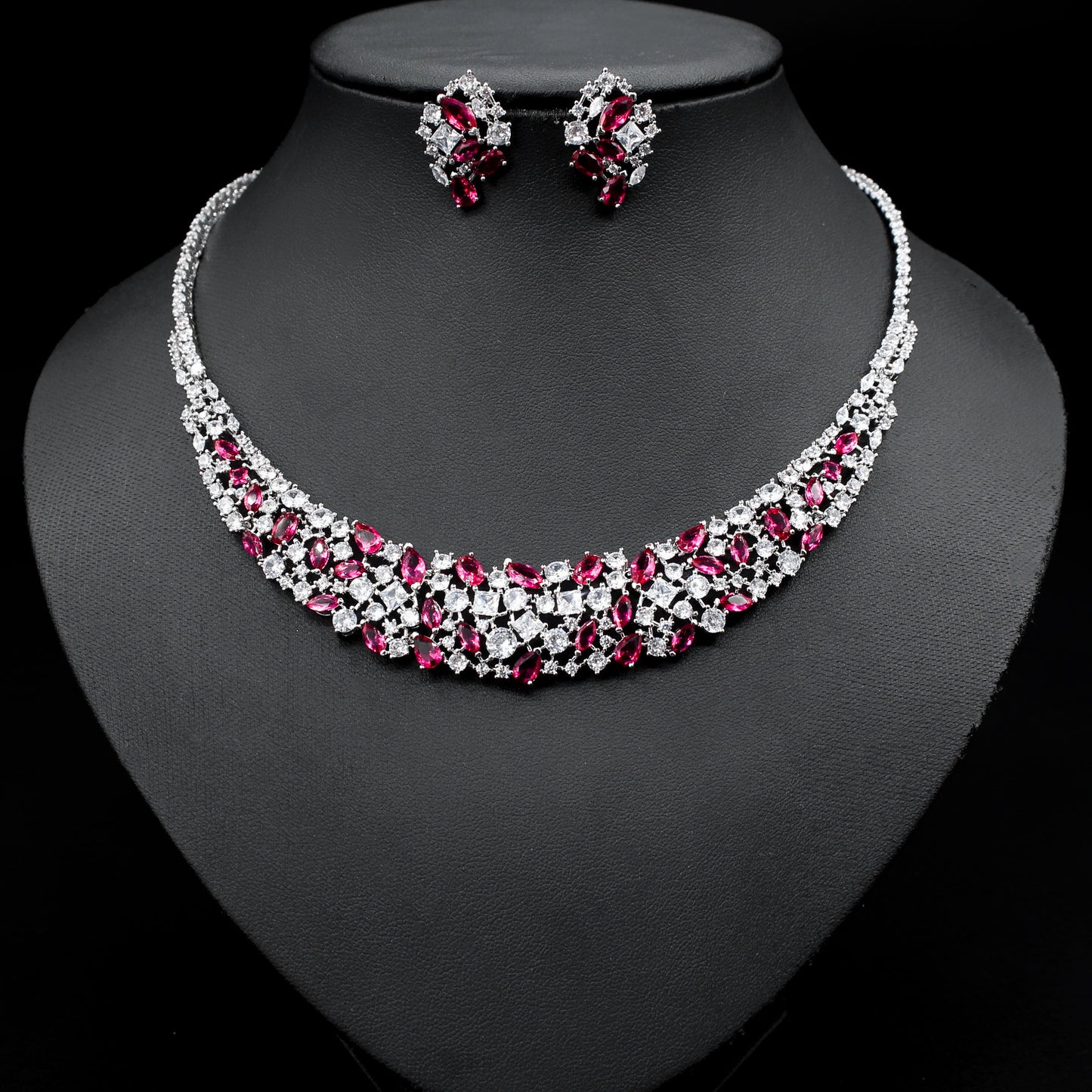 Ensemble de boucles d'oreilles et collier en Zircon brillant, simple et gracieux