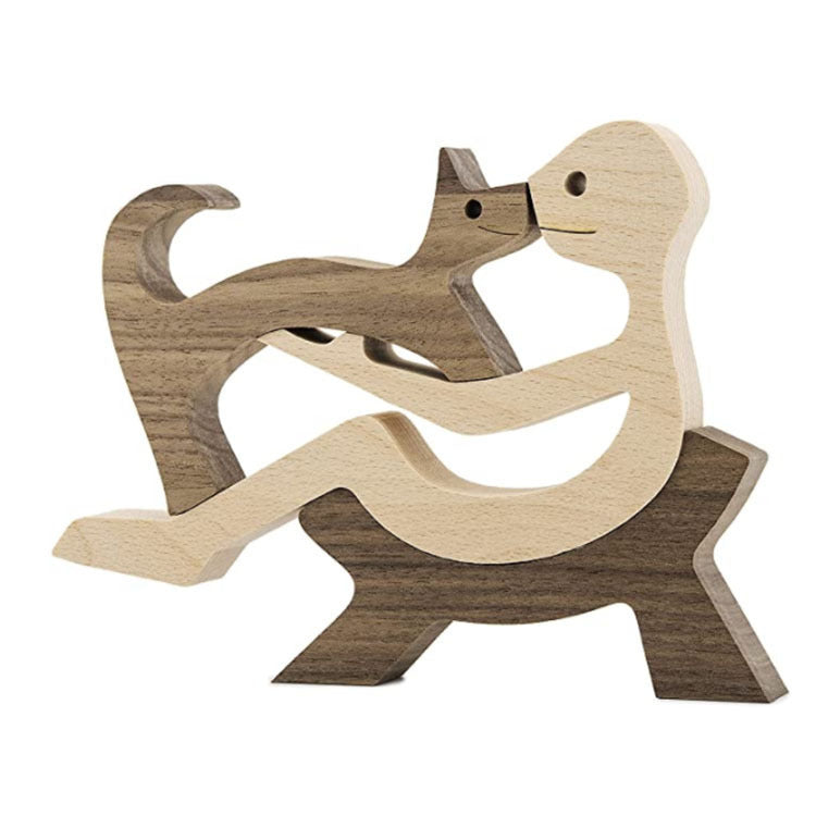 Figurine de chien en bois à faire soi-même, Sculpture de décoration de maison, un homme et un chien, Sculpture en bois, cadeaux de noël, modèle de décoration