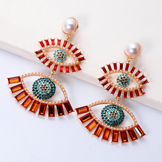 Boucles d'oreilles œil d'ange coloré pour femmes