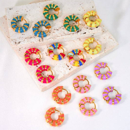 Boucles d'oreilles rayées de couleur premium vintage