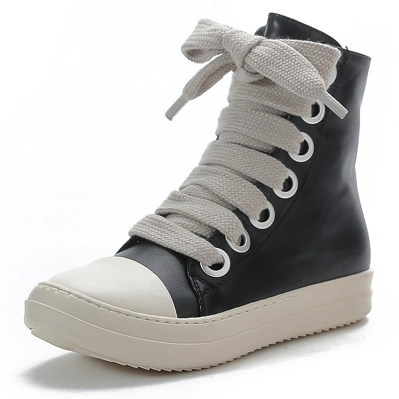 Petites bottes en cuir de rue style collège
