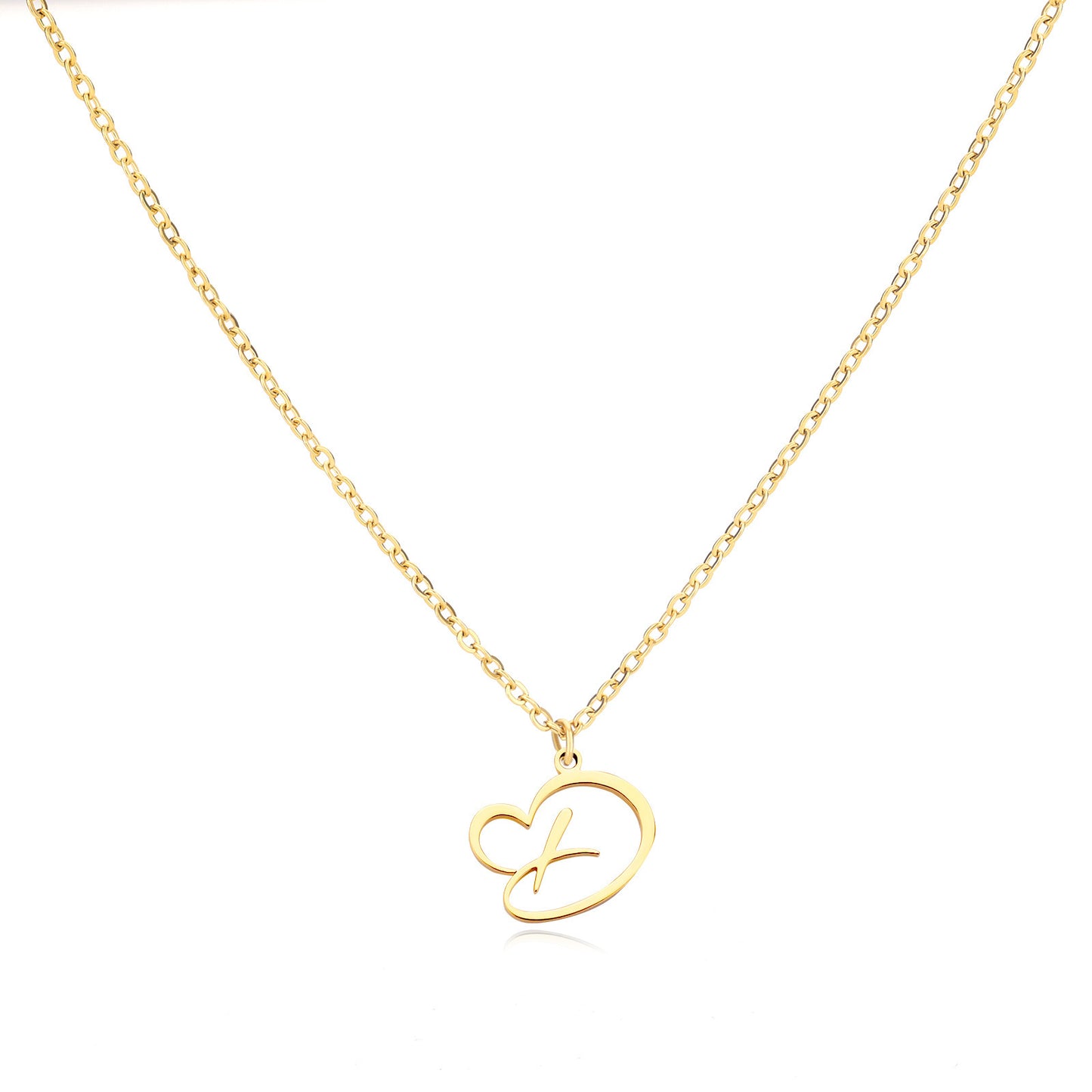 Collier créatif en acier inoxydable avec pendentif lettre cœur Simple pour femmes
