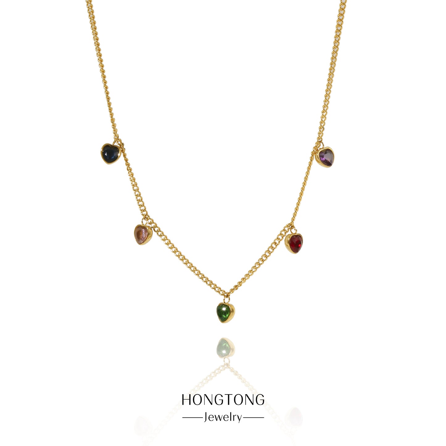 Collier pendentif en forme de cœur d'amour coloré en acier titane