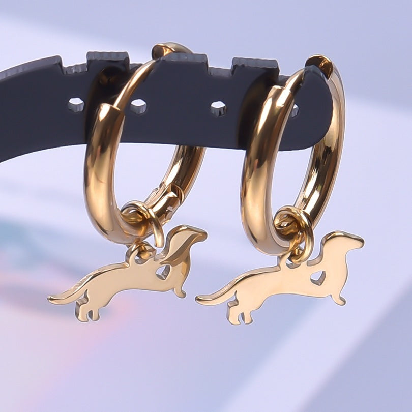 Boucles d'oreilles pour chien saucisse colorée galvanisées sous vide