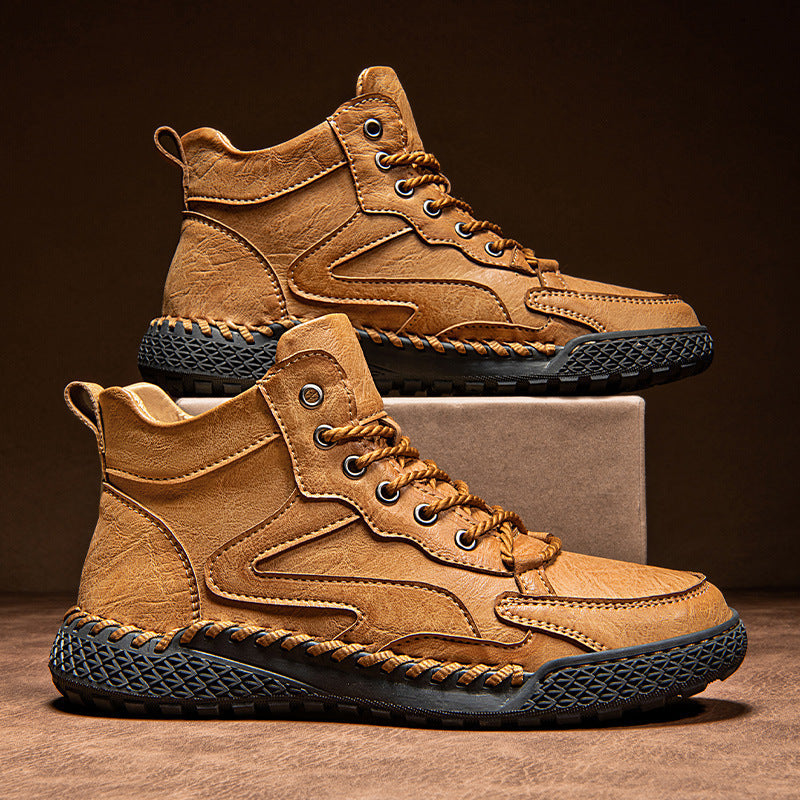 Zapatos de cuero de caña alta con aislamiento de felpa de invierno