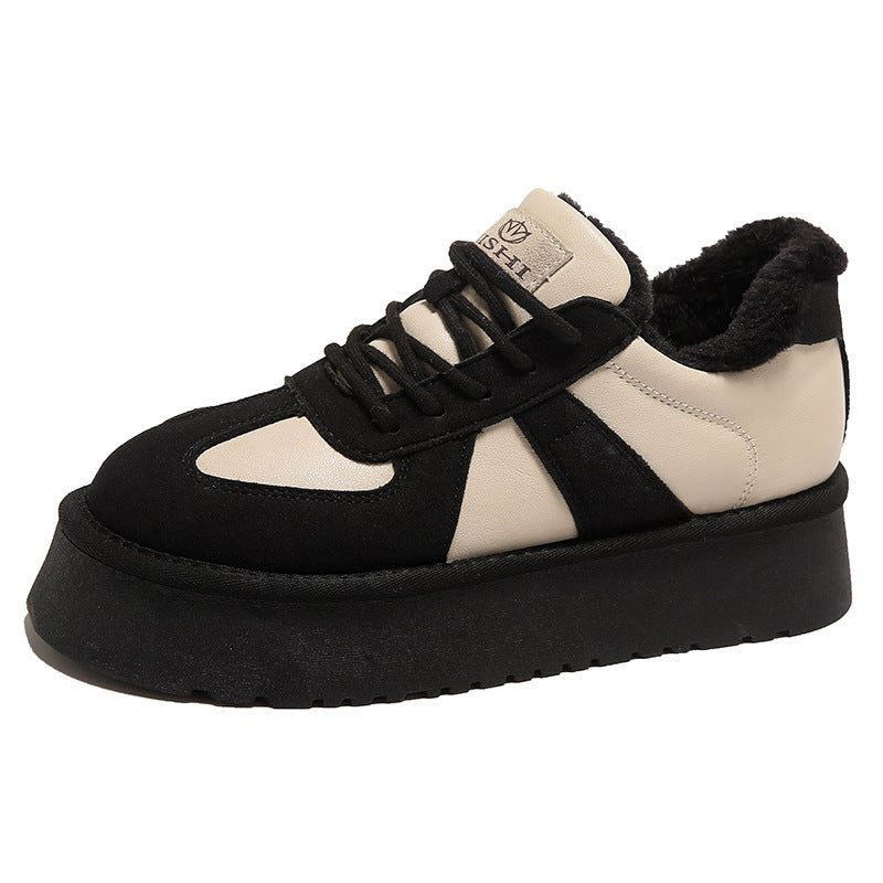 Chaussures rembourrées de coton en cuir véritable à fond épais