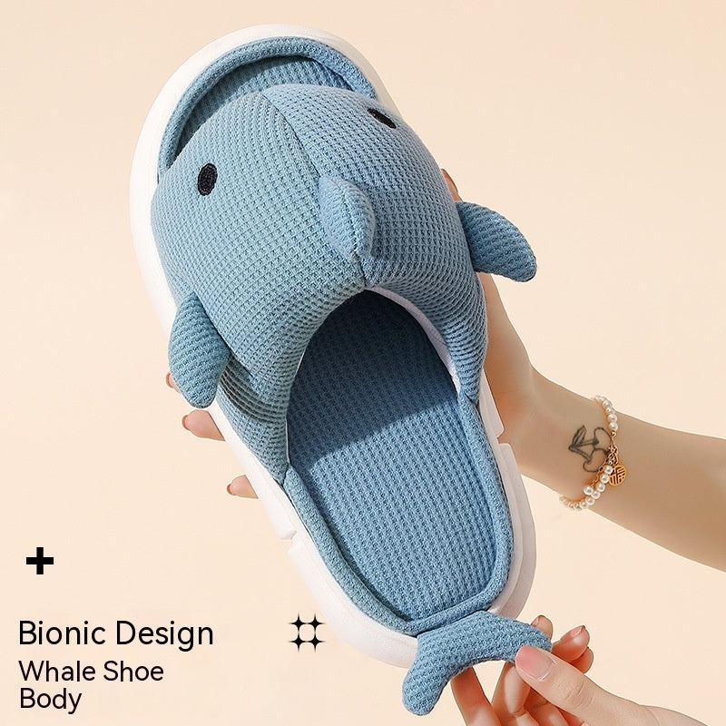 Women's Linen Platform Whale Slippers Summer Household