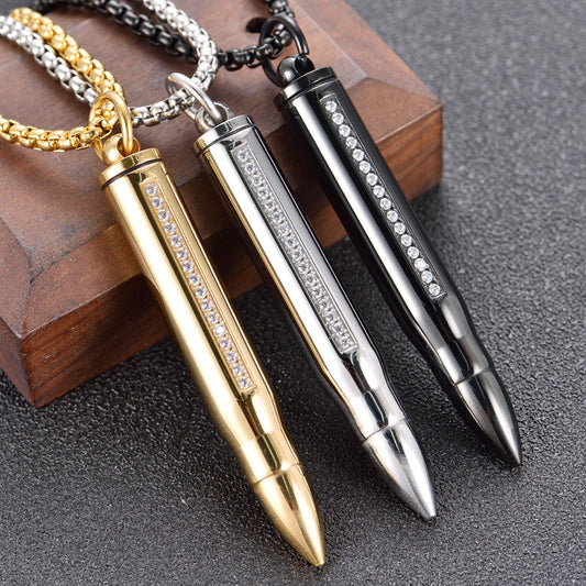 Ornament Diamond Bullet Pendant Stainless Steel Perfume Bottle Can Be Unscrewed