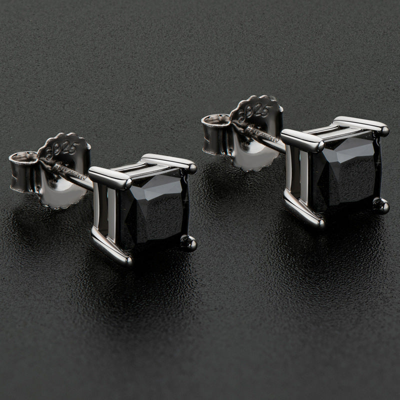 Boucles d'oreilles tendance en zircon noir 1 carat