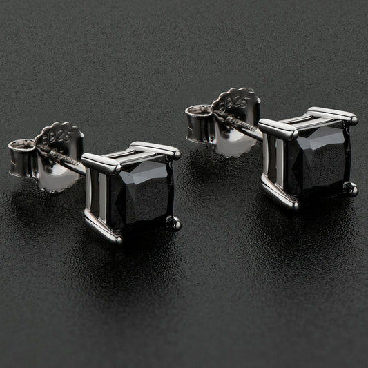 Boucles d'oreilles tendance en zircon noir 1 carat