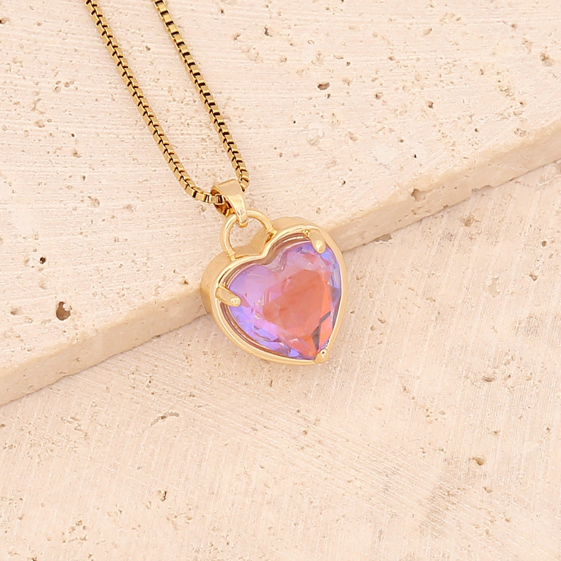 Collar De Corazón Degradado Multicolor De Moda