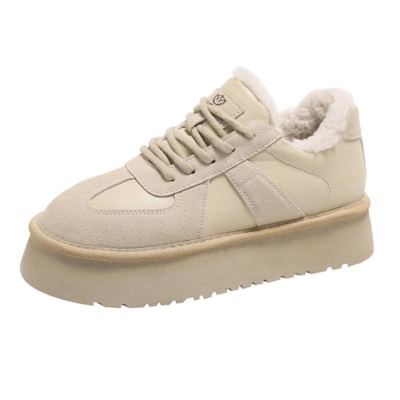 Chaussures rembourrées de coton en cuir véritable à fond épais