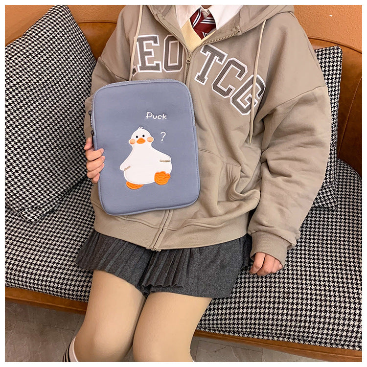 Étui pour tablette de conception de niche avec broderie de canard mignon de dessin animé