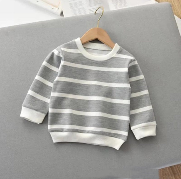 T-shirt à manches longues pour enfants, pull rayé à la mode