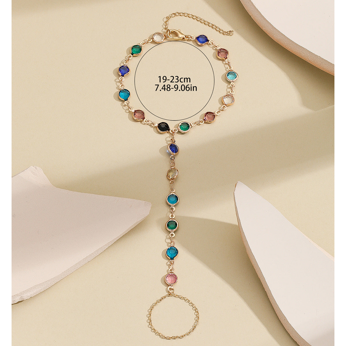 Bracelet chaîne en cristal coloré de style bohème