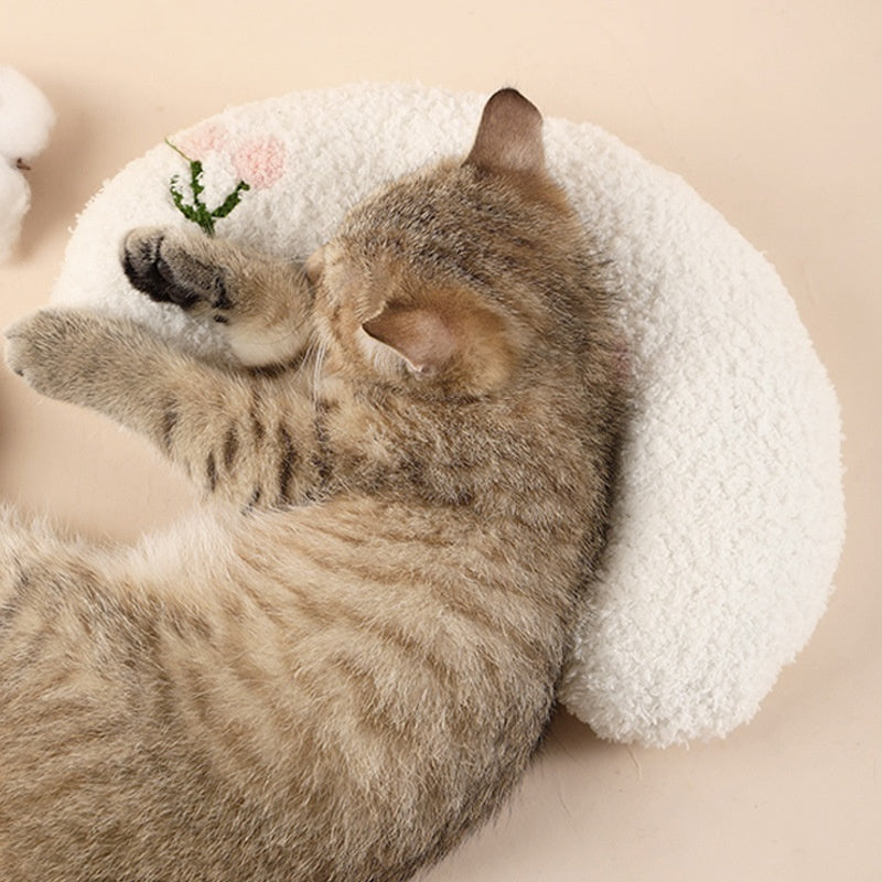 Oreiller en peluche pour chien et chat, oreiller en forme de lune endormie, petit chien