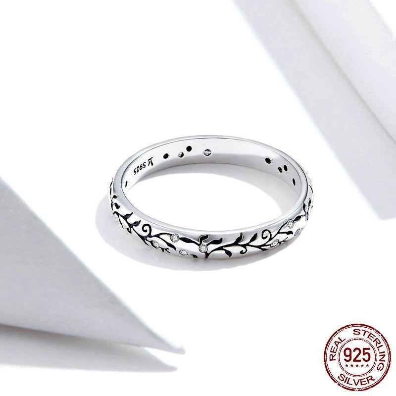 Anillo de vid vintage de plata de ley S925