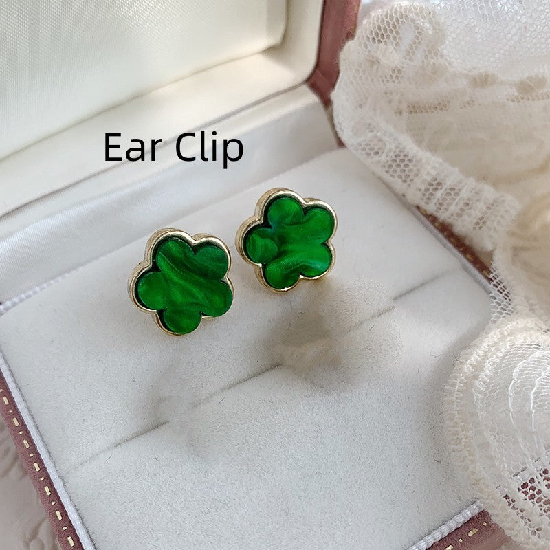 Boucles d'oreilles à tige en argent 925, aiguille porte-bonheur, fleur d'herbe de Parthenocissus