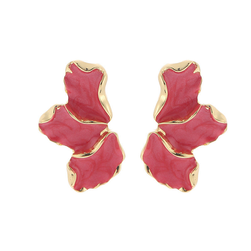 Boucles d'oreilles femelles en forme de feuille d'érable, goutte à goutte, fleur d'huile