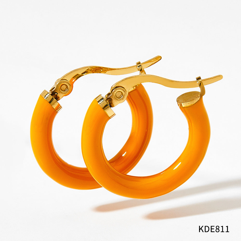 Pendiente Ins Wind Circle Macaron goteando aceite