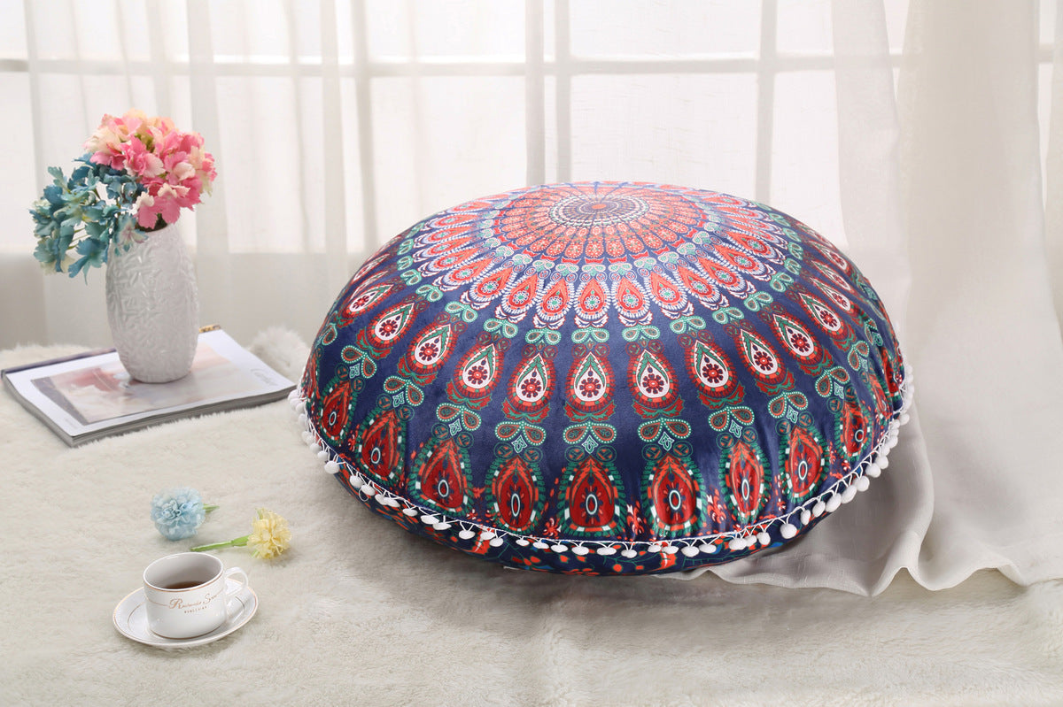 Oreillers de sol Mandala colorés, Ottoman rond, coussin de méditation bohème, Pouf