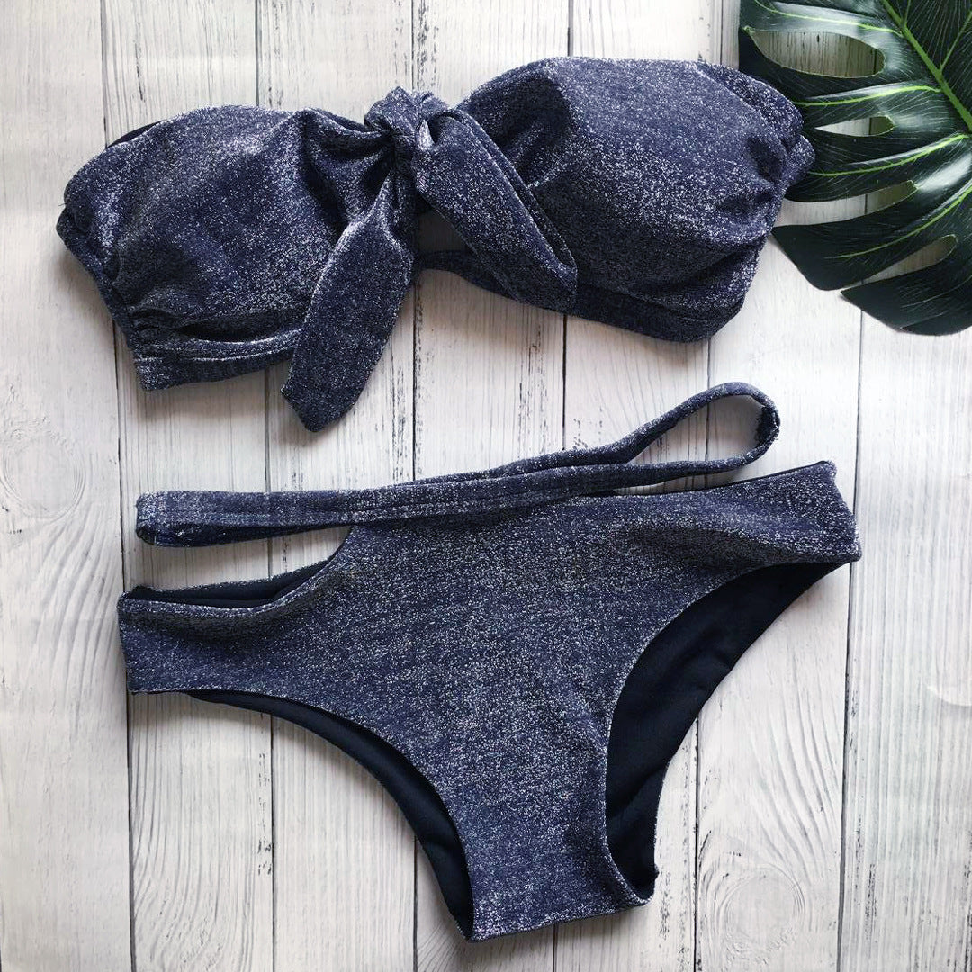 Maillot de bain noir à paillettes, maillot de bain sexy, bikini