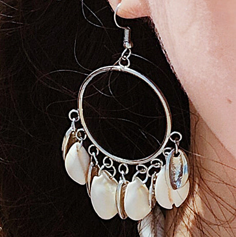 Boucles d'oreilles pendentif coquillage bohème femme