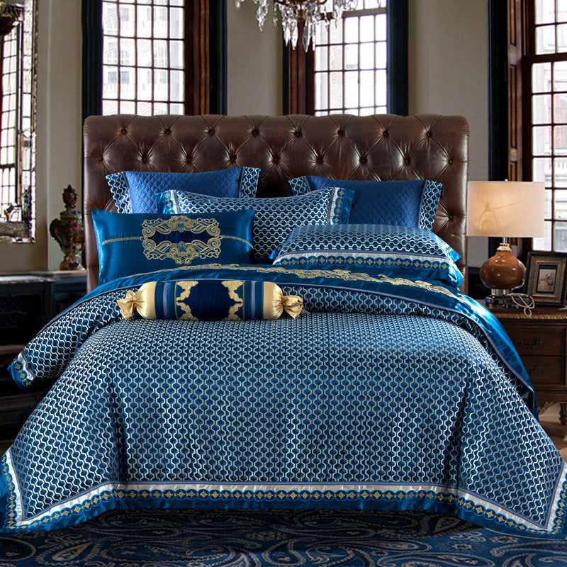 Sábana de cuatro piezas en jacquard bordado
